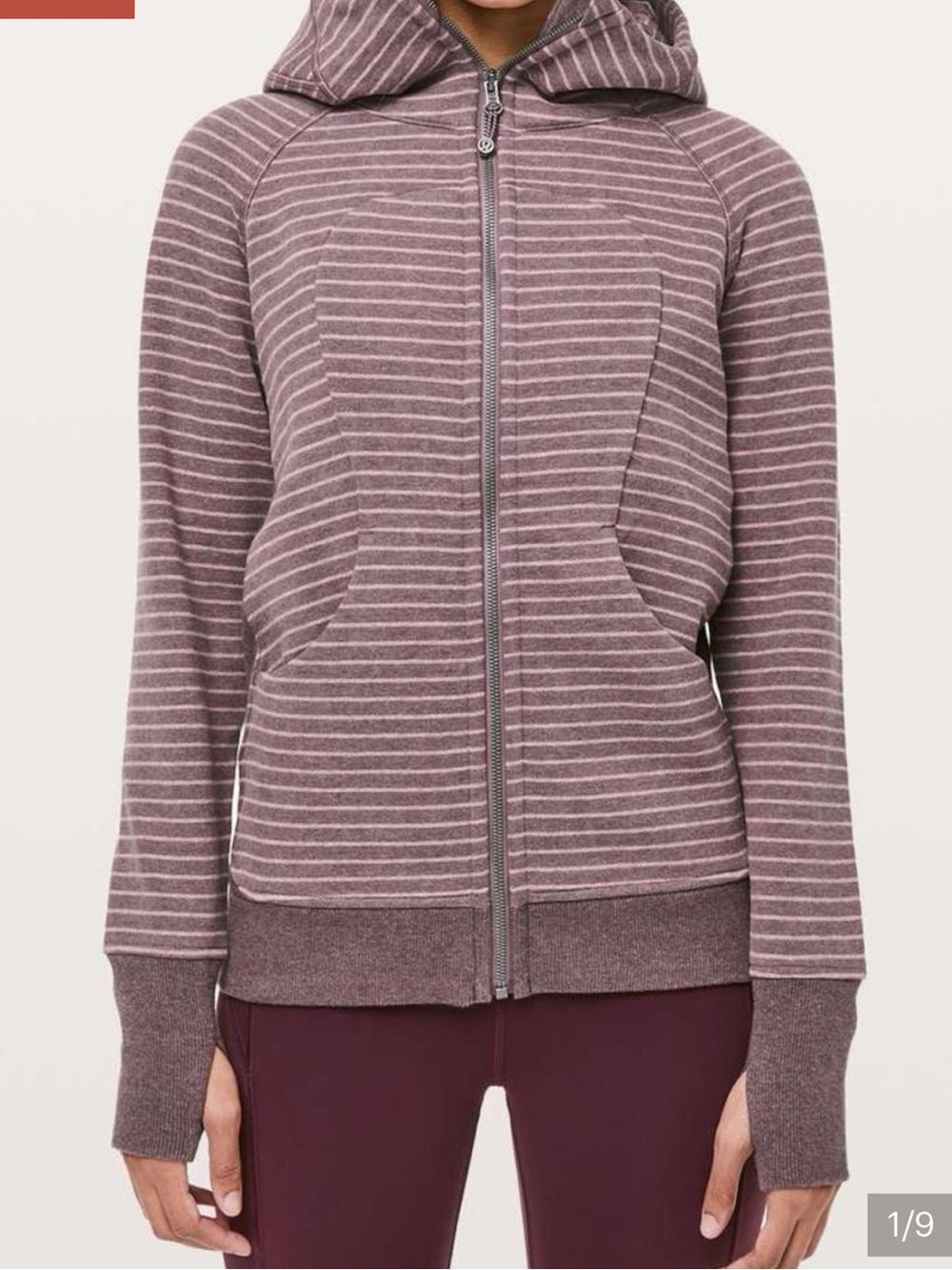 Lululemon Scuba Hoodie Full Zip Heathered Purple Pink Striped Womens 6